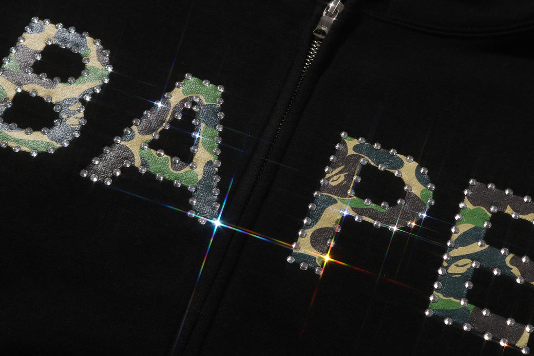 ABC CAMO CRYSTAL LOGO WIDE ZIP HOODIE | bape.com
