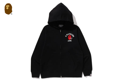 COLLEGE ONE POINT EMBROIDERY ZIP HOODIE