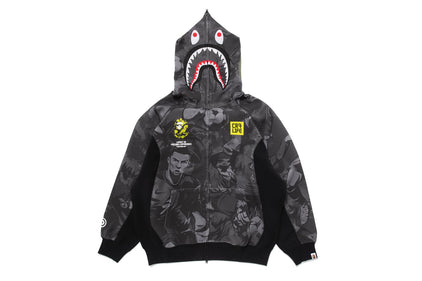 【 BAPE X CR7 LIFE 】ALL OVER PRINT LOGO RELAXED FIT SHARK HOODIE