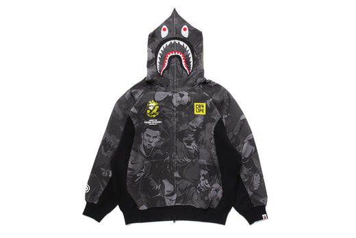 【 BAPE X CR7 LIFE 】ALL OVER PRINT LOGO RELAXED FIT SHARK HOODIE