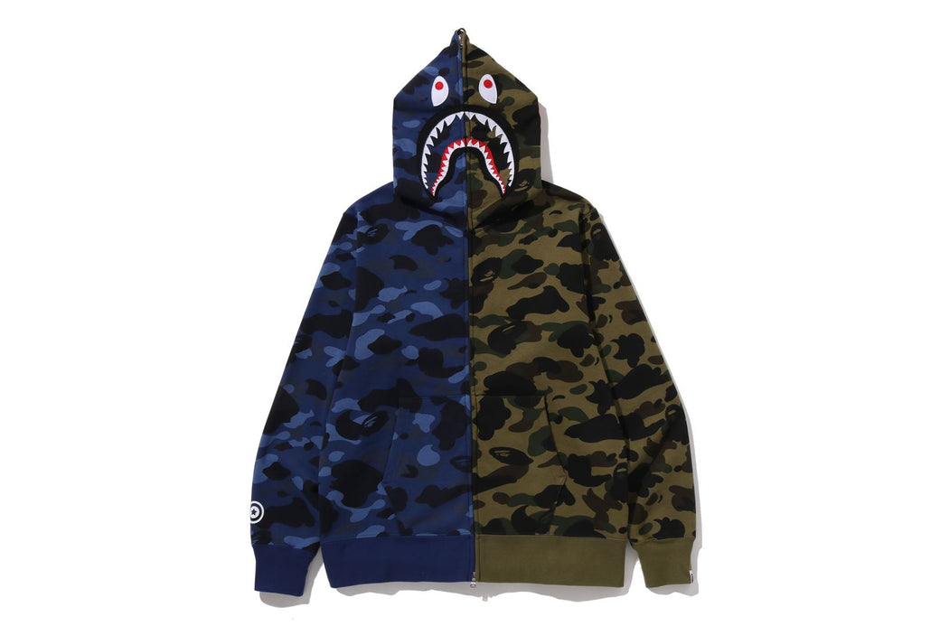 SPLIT CAMO SHARK FULL ZIP HOODIE | bape.com