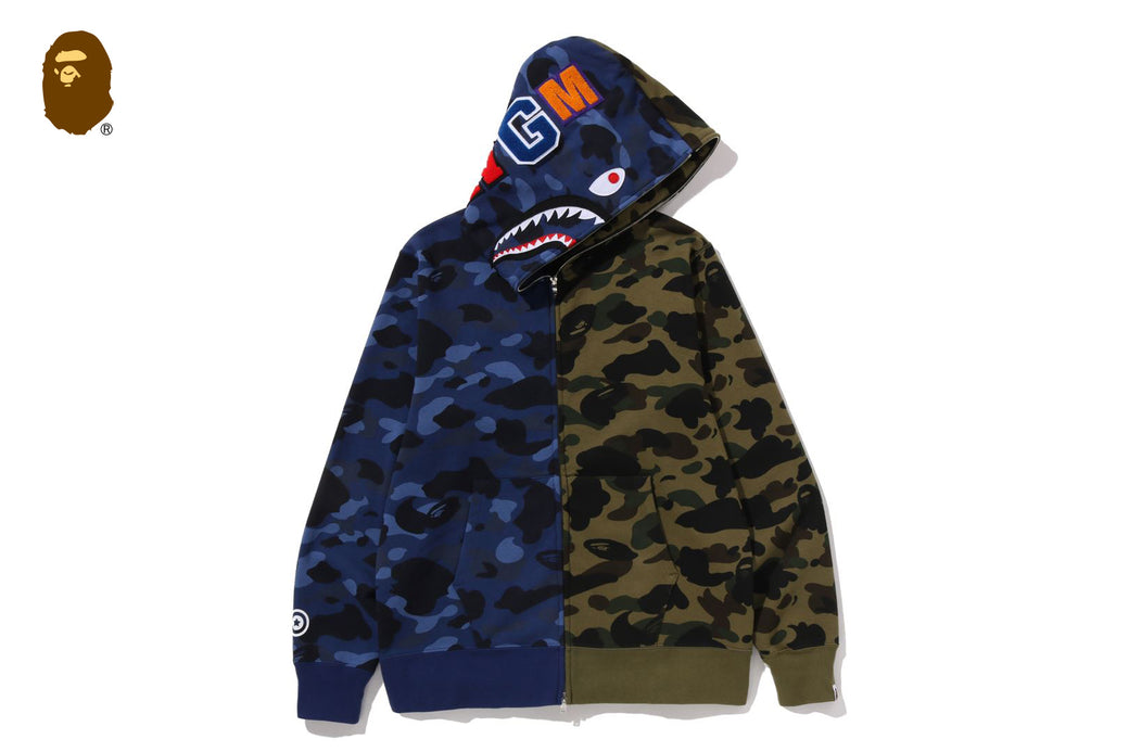 SPLIT CAMO SHARK FULL ZIP HOODIE | bape.com