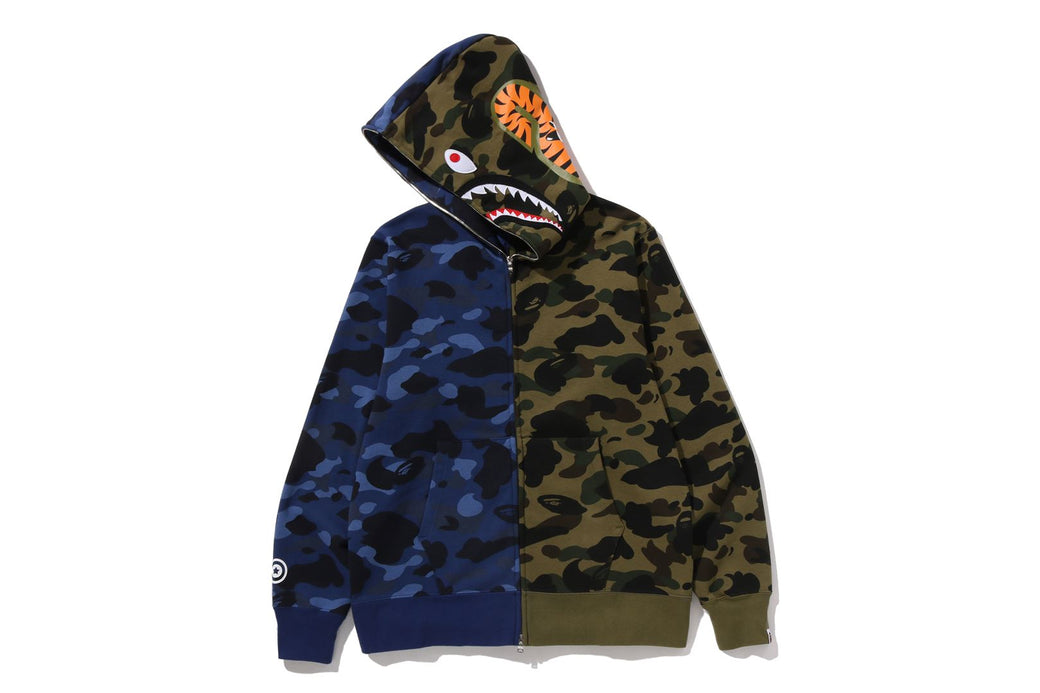 SPLIT CAMO SHARK FULL ZIP HOODIE | bape.com