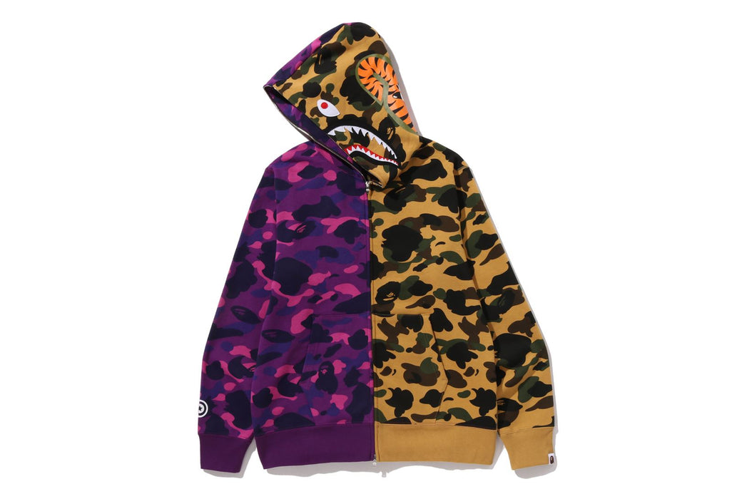 SPLIT CAMO SHARK FULL ZIP HOODIE | bape.com