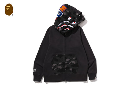 COLOR CAMO SHARK FULL ZIP DOUBLE HOODIE