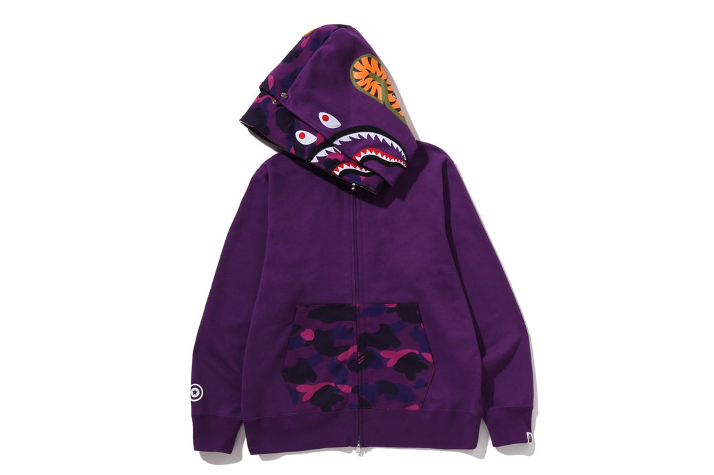 COLOR CAMO SHARK FULL ZIP DOUBLE HOODIE | bape.com