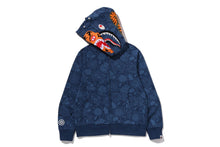 JAPANESE INDIGO ART CAMO DOUBLE TIGER SHARK FULL ZIP HOODIE