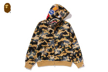 STA OVER PRINT 1ST CAMO MESH SHARK CROPPED FIT FULL ZIP HOODIE
