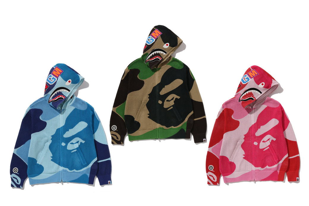 トップス BAPEABCCamoCrochet Shark Full Zip Hoodie ABC CAMO CROCHET SHARK RELAXED FIT FULL ZIP HOODIE | bape.com