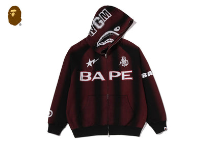 HAND DRAW FOOTBALL SHARK RELAXED FIT FULL ZIP HOODIE