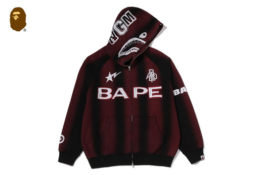 HAND DRAW FOOTBALL SHARK RELAXED FIT FULL ZIP HOODIE