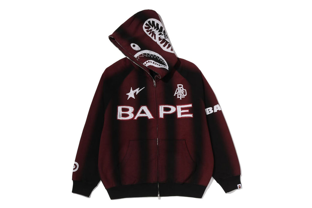 HAND DRAW FOOTBALL SHARK RELAXED FIT FULL ZIP HOODIE | bape.com