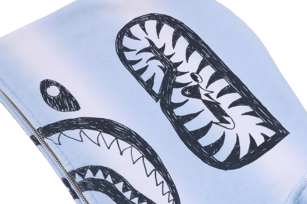 HAND DRAW FOOTBALL SHARK RELAXED FIT FULL ZIP HOODIE | bape.com
