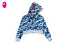 ABC CAMO CRYSTAL STONE SHARK CROPPED FULL ZIP HOODIE