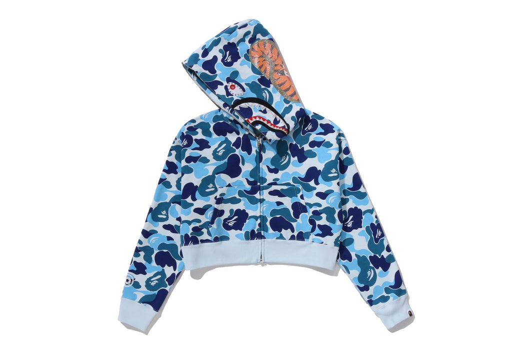 ABC CAMO CRYSTAL STONE SHARK CROPPED FULL ZIP HOODIE | bape.com