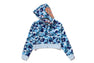 ABC CAMO CRYSTAL STONE SHARK CROPPED FULL ZIP HOODIE