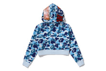 ABC CAMO CRYSTAL STONE SHARK CROPPED FULL ZIP HOODIE