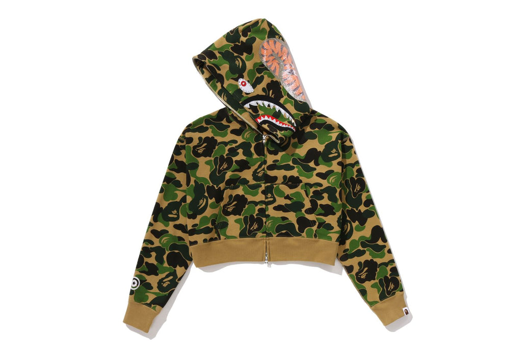 ABC CAMO CRYSTAL STONE SHARK CROPPED FULL ZIP HOODIE | bape.com