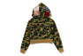 ABC CAMO CRYSTAL STONE SHARK CROPPED FULL ZIP HOODIE