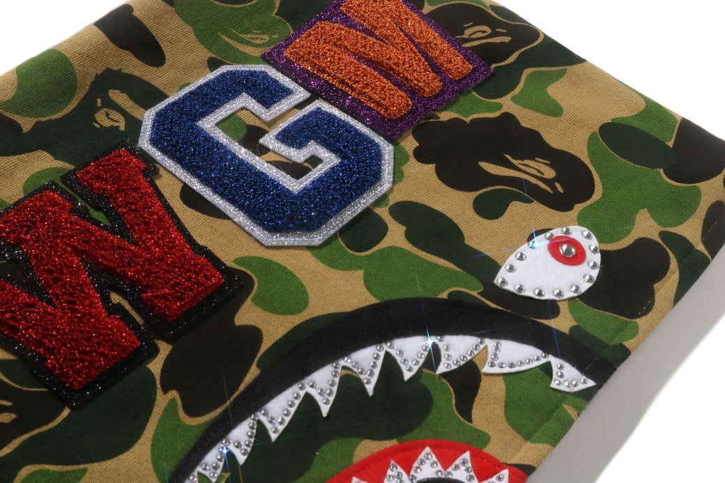ABC CAMO CRYSTAL STONE SHARK CROPPED FULL ZIP HOODIE | bape.com