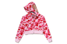 ABC CAMO CRYSTAL STONE SHARK CROPPED FULL ZIP HOODIE