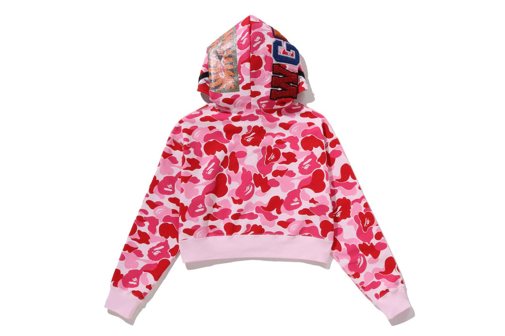 ABC CAMO CRYSTAL STONE SHARK CROPPED FULL ZIP HOODIE | bape.com