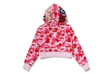ABC CAMO CRYSTAL STONE SHARK CROPPED FULL ZIP HOODIE