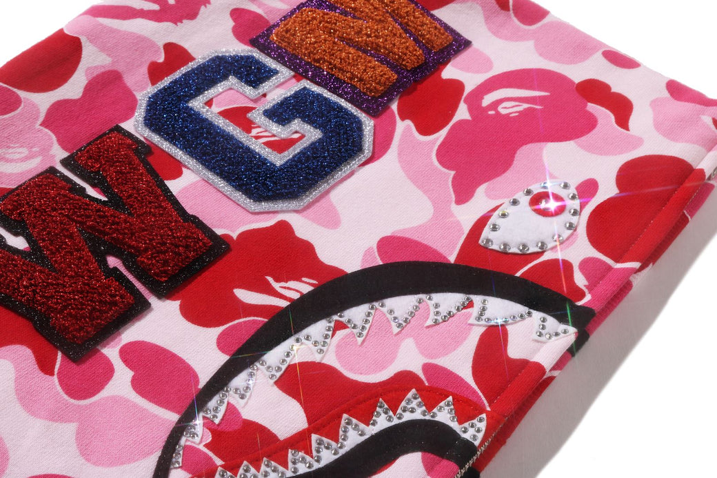 ABC CAMO CRYSTAL STONE SHARK CROPPED FULL ZIP HOODIE | bape.com