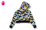 NEW MULTI CAMO SHARK CROPPED FULL ZIP HOODIE