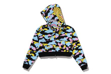 NEW MULTI CAMO SHARK CROPPED FULL ZIP HOODIE
