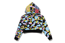 NEW MULTI CAMO SHARK CROPPED FULL ZIP HOODIE
