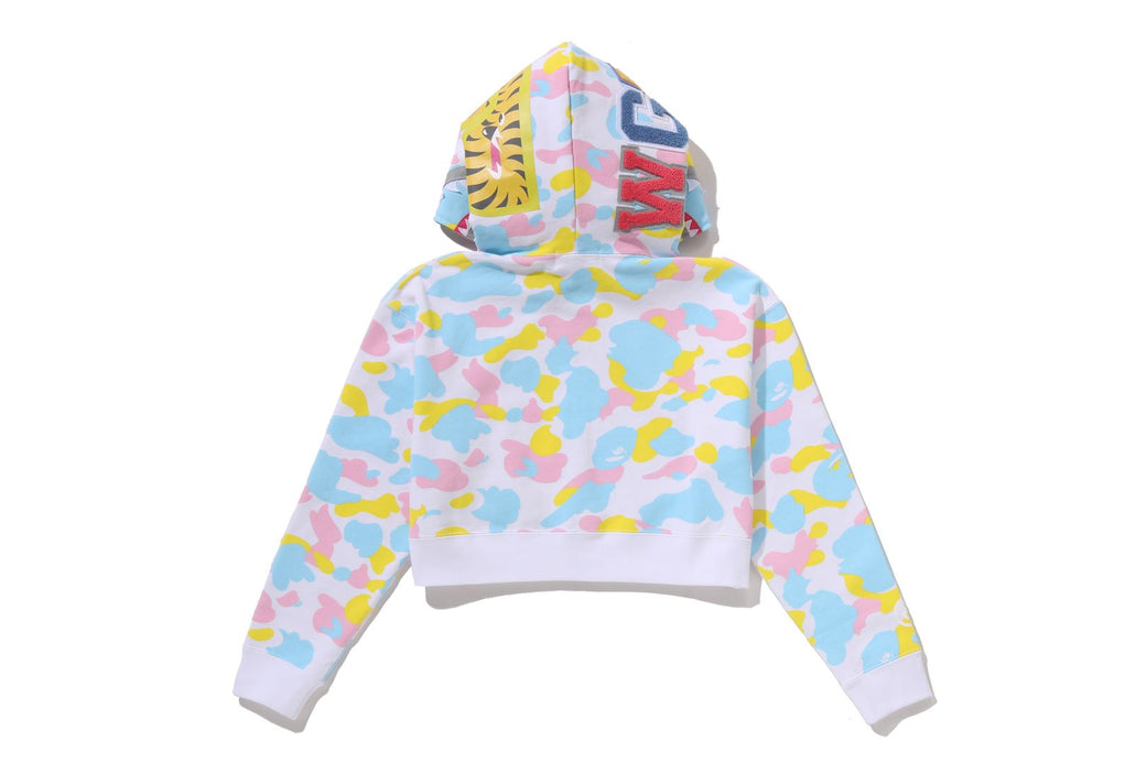 NEW MULTI CAMO SHARK CROPPED FULL ZIP HOODIE | bape.com