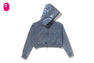 HEAVY WASHED INDIGO SHARK CROPPED FULL ZIP HOODIE