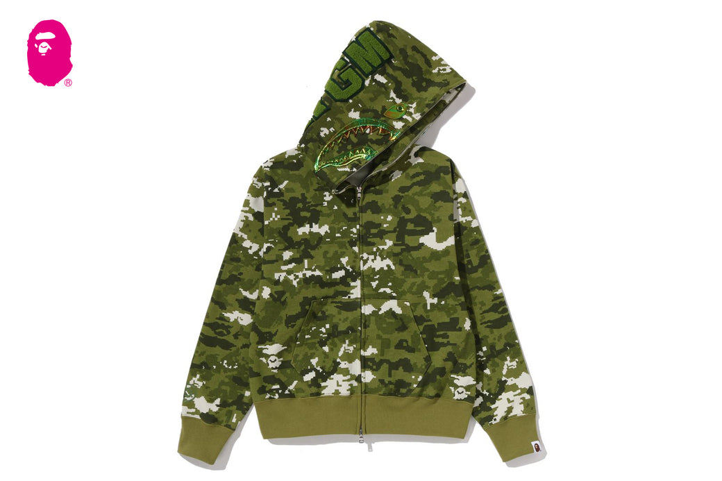 MULTI PIXEL CAMO SHARK FULL ZIP HOODIE | bape.com
