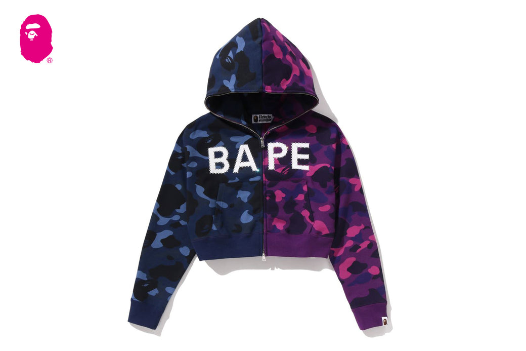 CRYSTAL LOGO COLOR CAMO HALF FULL ZIP HOODIE | bape.com