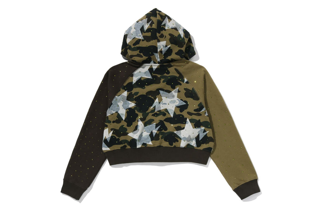 A BATHING APE crystal stone collegeパーカー STA OVER PRINT 1ST CAMO CRYSTAL STONE COLLEGE FULL ZIP HOODIE
