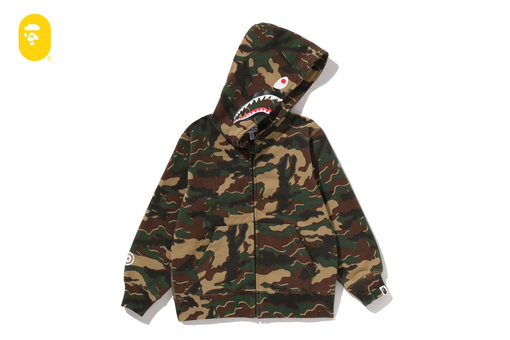 GLITCH WOODLAND CAMO SHARK ZIP HOODIE | bape.com