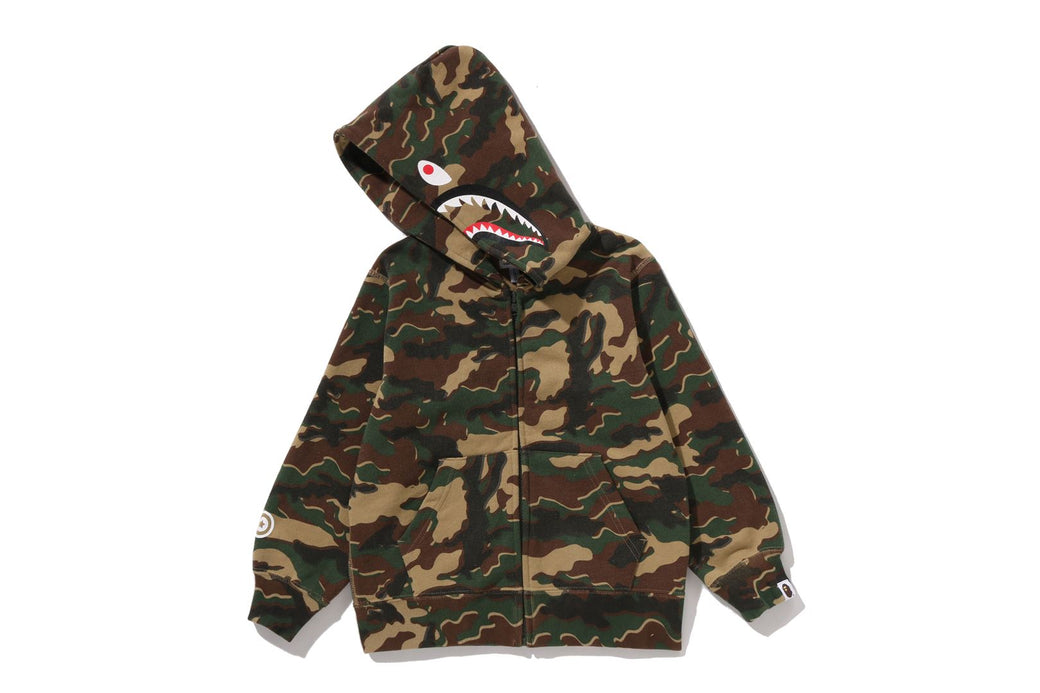 GLITCH WOODLAND CAMO SHARK ZIP HOODIE | bape.com