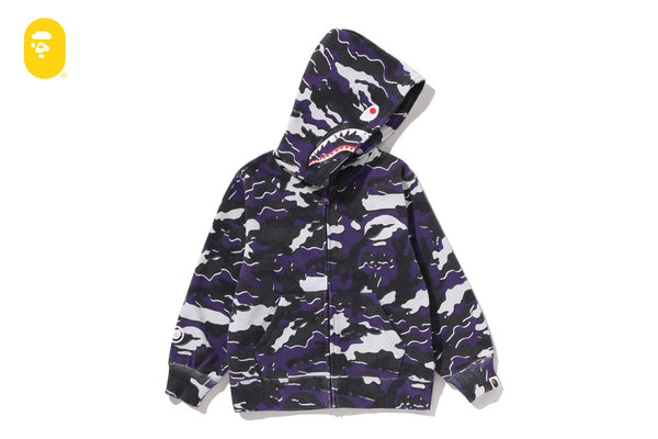 GLITCH WOODLAND CAMO SHARK ZIP HOODIE | bape.com