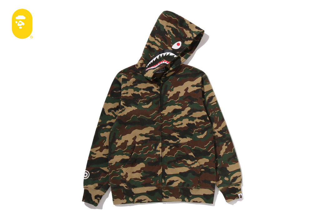 GLITCH WOODLAND CAMO SHARK ZIP HOODIE | bape.com
