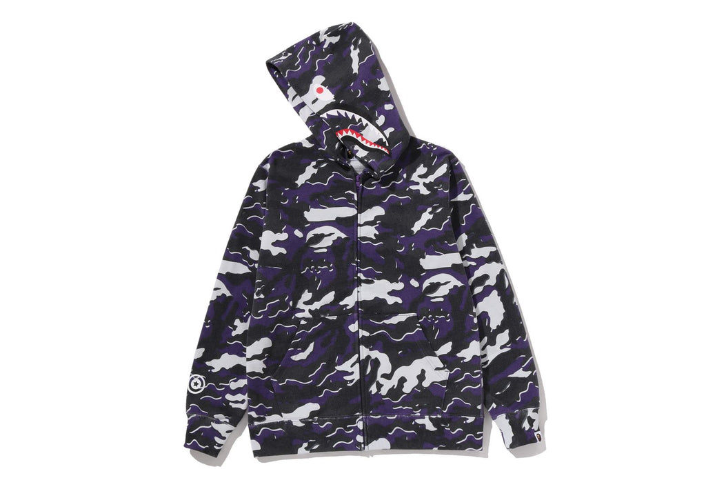 GLITCH WOODLAND CAMO SHARK ZIP HOODIE | bape.com