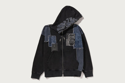 BAPE BLACK PATCHWORK MAD FACE BORO ZIP HOODIE