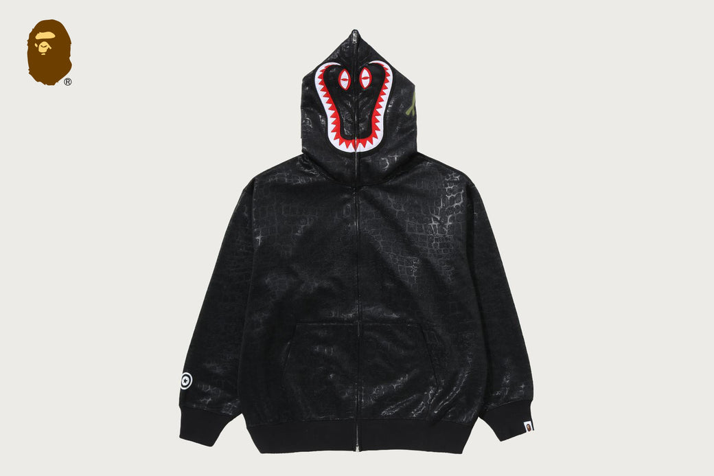 CROC PATTERN CROCODILE RELAXED FIT FULL ZIP HOODIE | bape.com