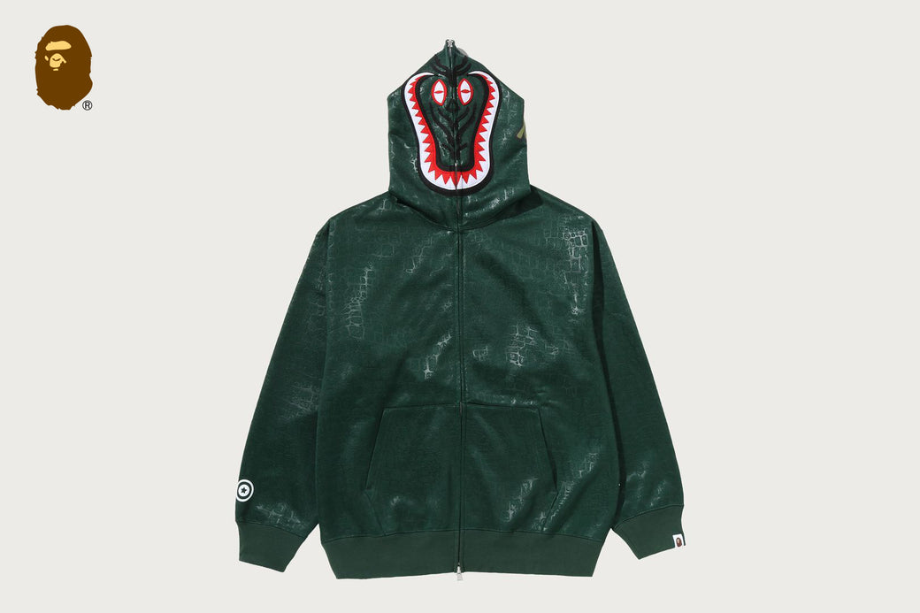CROC PATTERN CROCODILE RELAXED FIT FULL ZIP HOODIE | bape.com