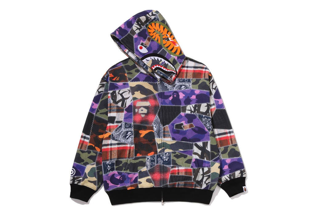 CRAZY PATCH SHARK FULL ZIP HOODIE | bape.com