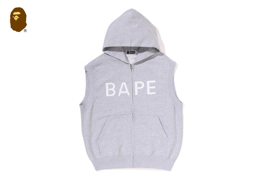 HEAVY WASHED RHINESTONE SLEEVELESS RELAXED FIT ZIP HOODIE