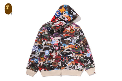 HYBRID CAMO MULTI BADGE SHARK RELAXED FIT FULL ZIP HOODIE