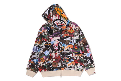 HYBRID CAMO MULTI BADGE SHARK RELAXED FIT FULL ZIP HOODIE