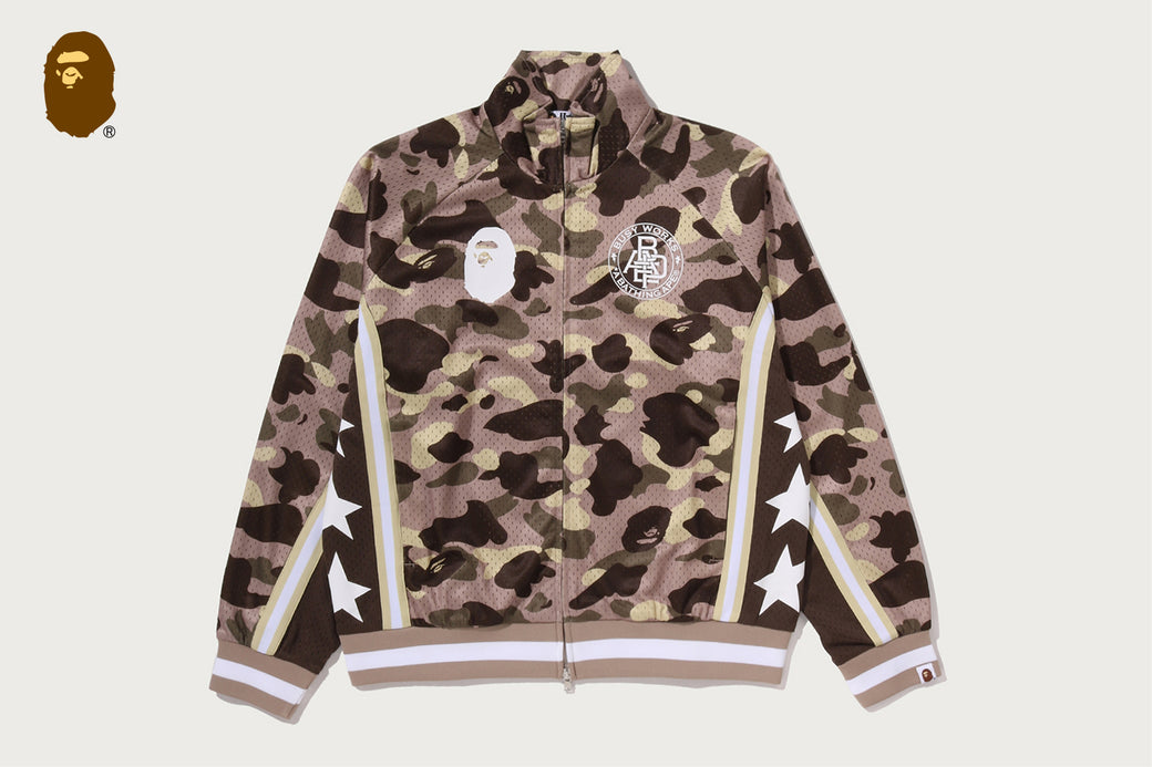 A BATHING APE カモフラ柄 トラックジャケット ベージュ L COLOR CAMO MESH RELAXED FIT TRACK JACKET | bape.com