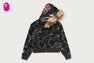COLOR CAMO FUR SHARK CROPPED ZIP HOODIE